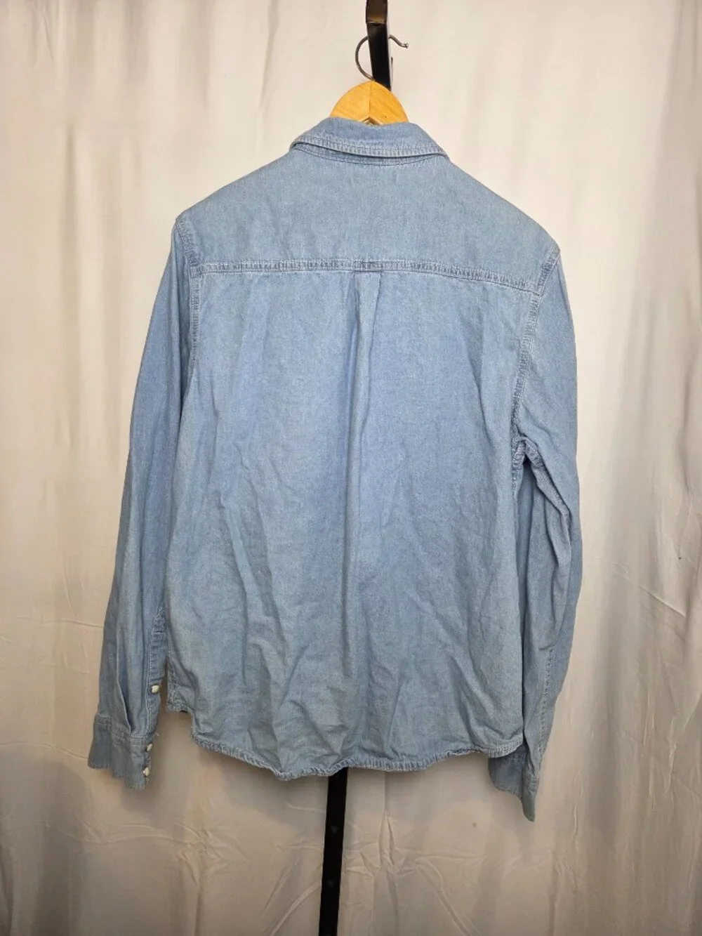 True Religion Mens Medium Blue Denim Western Shirt Pearl Snap Button Long Sleeve